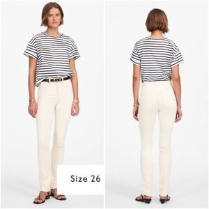 Madewell Stovepipe Jeans Vintage Canvas Ivory Mid Rise Size 33 NWT